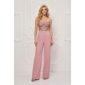 Salopeta lunga roz cu pantaloni evazati BBY-SL01J