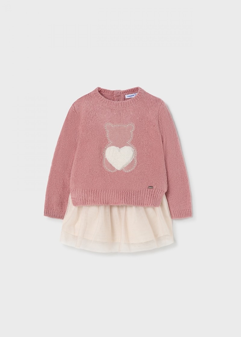 Rochie roz combinata cu pulover tricot pentru bebe MAYORAL 2941 MYR30M