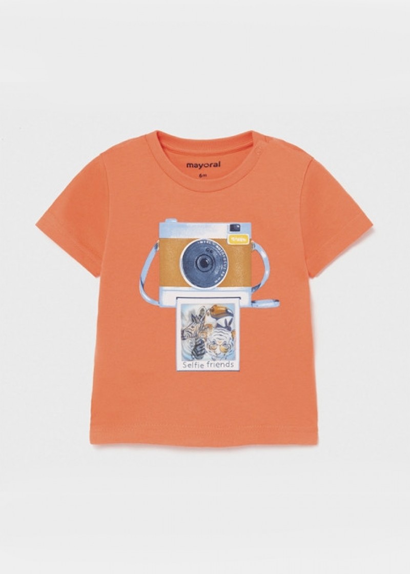 Tricou portocaliu PLAY WITH imprimeu holografic bebe baiat 1003 MYBL76X