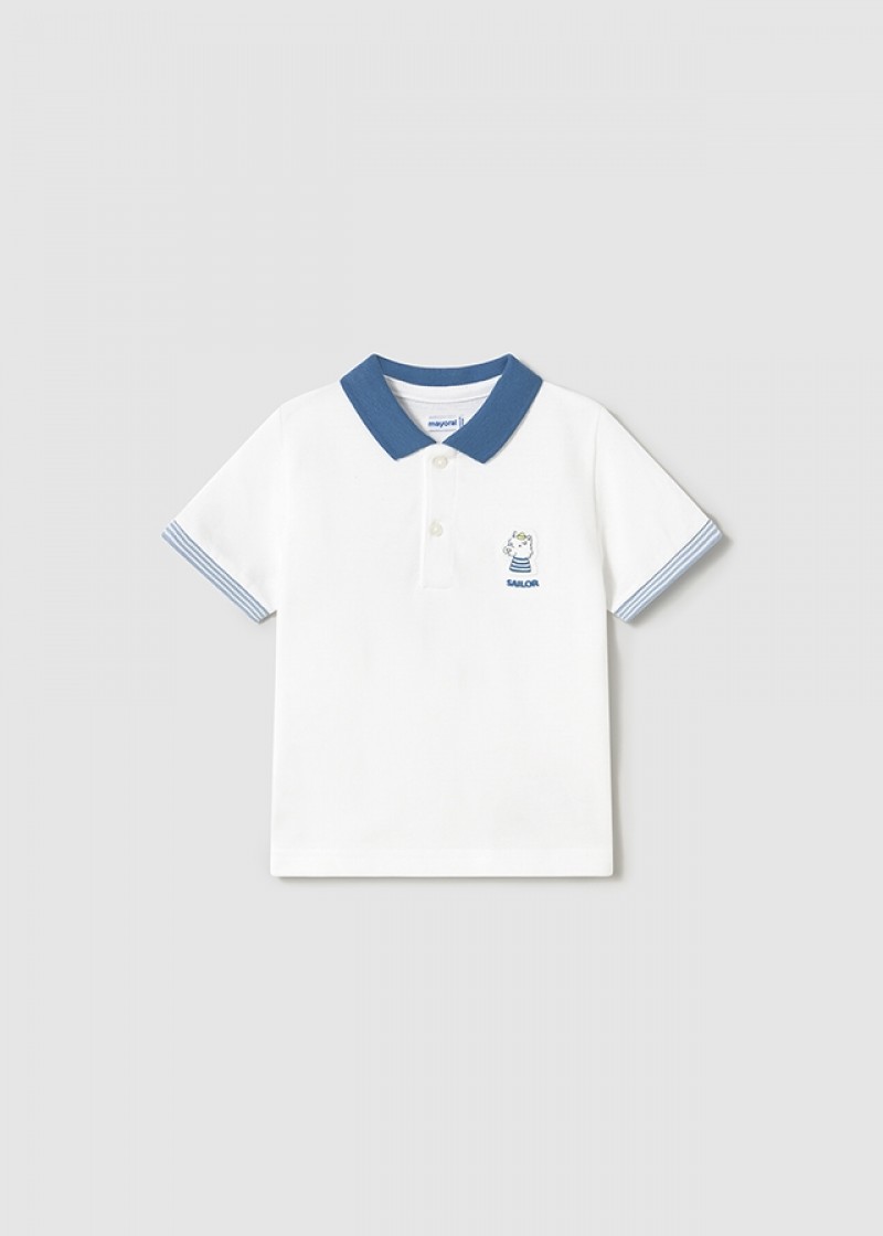 Tricou polo alb aplicatie bebe MAYORAL 1108 MY-BL34A